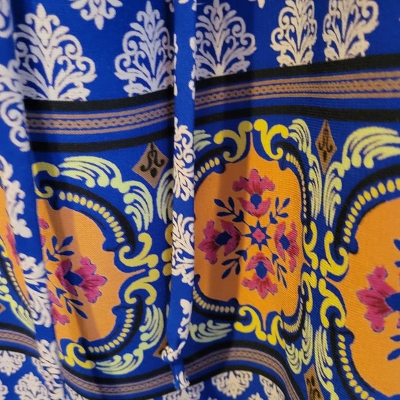 SALE-Pink Owl women's boho paisley style cinched waist dress size large - Picture 6 of 10